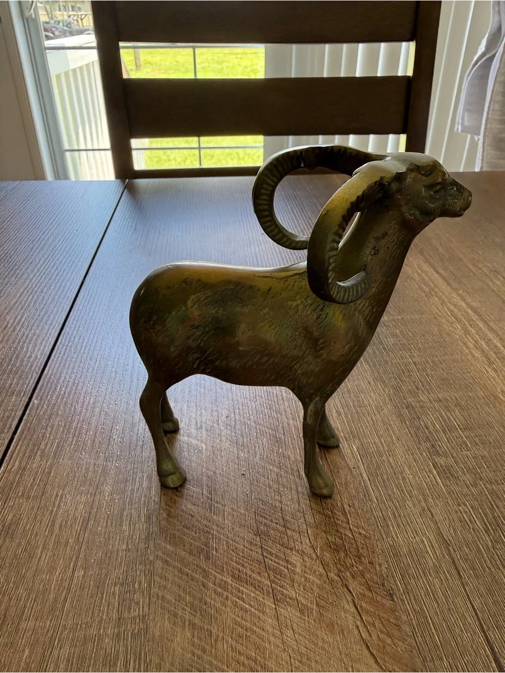 Brass Ram Figurine - Olive Green Home Accent